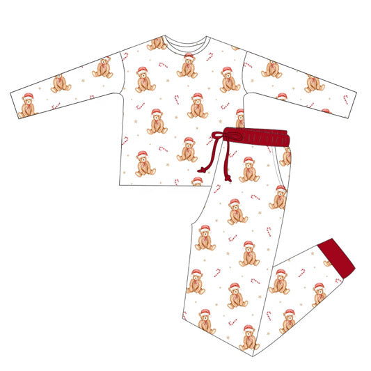 ADULT Santa's Teddy Dreams 2-piece pajama set